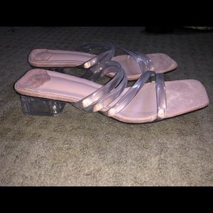 SHEIN clear pink mules